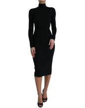 Load image into Gallery viewer, Dolce &amp; Gabbana Black Long Sleeve Turtleneck Bodycon Dress
