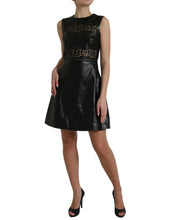Load image into Gallery viewer, Valentino Shiny Black Nylon Cut Out A-line Mini Dress
