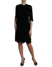 Load image into Gallery viewer, Dolce &amp; Gabbana Black Floral Lace Cotton Bodycon Dress
