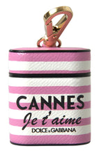 Load image into Gallery viewer, Dolce &amp; Gabbana Chic Pink Stripe Leather Airpods Case
