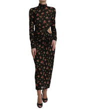 Load image into Gallery viewer, Dolce &amp; Gabbana Black Floral Cut Out Sheath Long Maxi Dress
