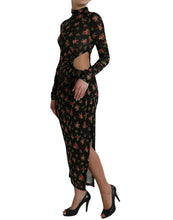 Load image into Gallery viewer, Dolce &amp; Gabbana Black Floral Cut Out Sheath Long Maxi Dress
