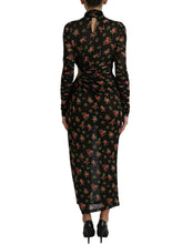 Load image into Gallery viewer, Dolce &amp; Gabbana Black Floral Cut Out Sheath Long Maxi Dress
