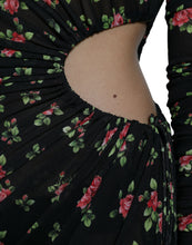 Load image into Gallery viewer, Dolce &amp; Gabbana Black Floral Cut Out Sheath Long Maxi Dress
