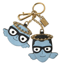 Load image into Gallery viewer, Dolce &amp; Gabbana Chic Blue Leather Keychain with Gold Accents
