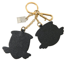 Load image into Gallery viewer, Dolce &amp; Gabbana Chic Blue Leather Keychain with Gold Accents
