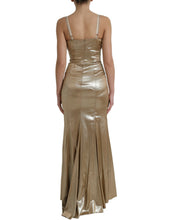 Load image into Gallery viewer, Dolce &amp; Gabbana Metallic Gold Crystal Embellished Gown Dress
