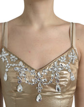 Load image into Gallery viewer, Dolce &amp; Gabbana Metallic Gold Crystal Embellished Gown Dress
