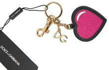 Load image into Gallery viewer, Dolce &amp; Gabbana Elegant Black Leather Keychain with Fuchsia Accent
