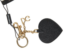 Load image into Gallery viewer, Dolce &amp; Gabbana Elegant Black Leather Keychain with Fuchsia Accent
