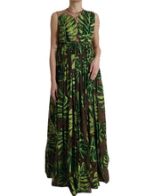Load image into Gallery viewer, Dolce &amp; Gabbana Green Banana Leaf Sleeveless Long Maxi Dress
