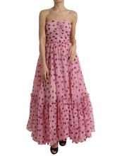 Load image into Gallery viewer, Dolce &amp; Gabbana Pink Polka Dots A-line Strapless Gown Dress

