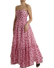 Load image into Gallery viewer, Dolce &amp; Gabbana Pink Polka Dots A-line Strapless Gown Dress

