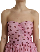 Load image into Gallery viewer, Dolce &amp; Gabbana Pink Polka Dots A-line Strapless Gown Dress
