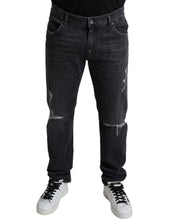 Load image into Gallery viewer, Dolce &amp; Gabbana Grey Tattered Cotton Slim Skinny Denim Jeans
