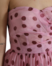 Load image into Gallery viewer, Dolce &amp; Gabbana Pink Polka Dots A-line Strapless Gown Dress
