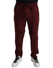 Load image into Gallery viewer, Dolce &amp; Gabbana Maroon Crown Pattern Silk Pajama Pants
