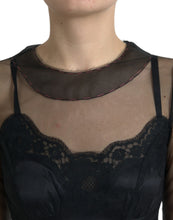 Load image into Gallery viewer, Dolce &amp; Gabbana Black Floral Embroidery Mesh Tulle Gown Dress
