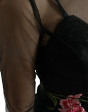 Load image into Gallery viewer, Dolce &amp; Gabbana Black Floral Embroidery Mesh Tulle Gown Dress
