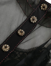 Load image into Gallery viewer, Dolce &amp; Gabbana Black Floral Embroidery Mesh Tulle Gown Dress
