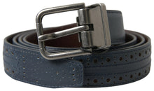 Load image into Gallery viewer, Dolce &amp; Gabbana Elegant Blue Leather Belt with Metal Buckle
