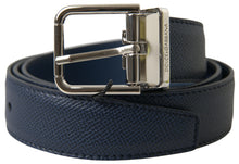 Load image into Gallery viewer, Dolce &amp; Gabbana Blue Leather Silver Metal Buckle Belt
