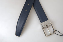 Load image into Gallery viewer, Dolce &amp; Gabbana Blue Leather Silver Metal Buckle Belt
