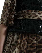 Load image into Gallery viewer, Dolce &amp; Gabbana Brown Leopard Sequined Tiered Long Gown Dress
