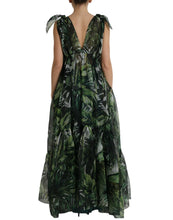 Load image into Gallery viewer, Dolce &amp; Gabbana Green Flocked Leaf Georgette A-line Dress
