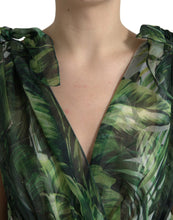 Load image into Gallery viewer, Dolce &amp; Gabbana Green Flocked Leaf Georgette A-line Dress
