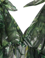 Load image into Gallery viewer, Dolce &amp; Gabbana Green Flocked Leaf Georgette A-line Dress
