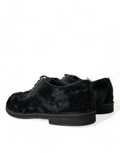 Load image into Gallery viewer, Dolce &amp; Gabbana Black Fur Leather Lace Up Derby Dress Shoes
