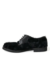 Load image into Gallery viewer, Dolce &amp; Gabbana Black Fur Leather Lace Up Derby Dress Shoes
