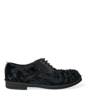 Load image into Gallery viewer, Dolce &amp; Gabbana Black Fur Leather Lace Up Derby Dress Shoes
