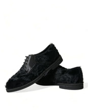 Load image into Gallery viewer, Dolce &amp; Gabbana Black Fur Leather Lace Up Derby Dress Shoes
