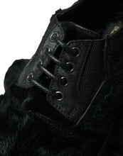 Load image into Gallery viewer, Dolce &amp; Gabbana Black Fur Leather Lace Up Derby Dress Shoes
