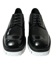 Load image into Gallery viewer, Dolce &amp; Gabbana Black White Leather Lace Up Derby Dress Shoes
