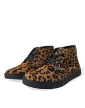 Load image into Gallery viewer, Dolce &amp; Gabbana Brown Leopard Pony Hair Leather Sneakers Shoes
