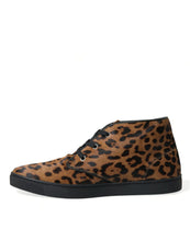 Load image into Gallery viewer, Dolce &amp; Gabbana Brown Leopard Pony Hair Leather Sneakers Shoes
