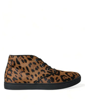 Load image into Gallery viewer, Dolce &amp; Gabbana Brown Leopard Pony Hair Leather Sneakers Shoes
