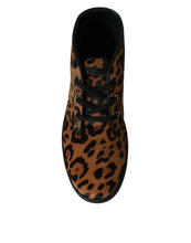 Load image into Gallery viewer, Dolce &amp; Gabbana Brown Leopard Pony Hair Leather Sneakers Shoes
