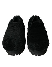 Load image into Gallery viewer, Dolce &amp; Gabbana Black Fur Leather Slippers Dress Shoes
