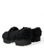 Load image into Gallery viewer, Dolce &amp; Gabbana Black Fur Leather Slippers Dress Shoes
