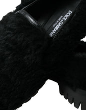 Load image into Gallery viewer, Dolce &amp; Gabbana Black Fur Leather Slippers Dress Shoes
