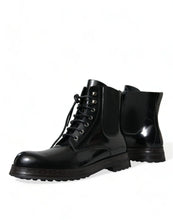 Load image into Gallery viewer, Dolce &amp; Gabbana Black Leather Lace Up Mid Calf Boots Shoes
