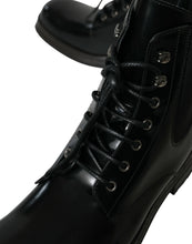 Load image into Gallery viewer, Dolce &amp; Gabbana Black Leather Lace Up Mid Calf Boots Shoes
