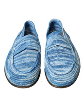 Load image into Gallery viewer, Dolce &amp; Gabbana Blue Raffia Slip On Loafers Casual Shoes
