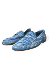 Load image into Gallery viewer, Dolce &amp; Gabbana Blue Raffia Slip On Loafers Casual Shoes
