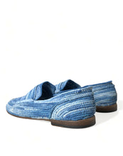 Load image into Gallery viewer, Dolce &amp; Gabbana Blue Raffia Slip On Loafers Casual Shoes
