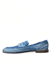 Load image into Gallery viewer, Dolce &amp; Gabbana Blue Raffia Slip On Loafers Casual Shoes
